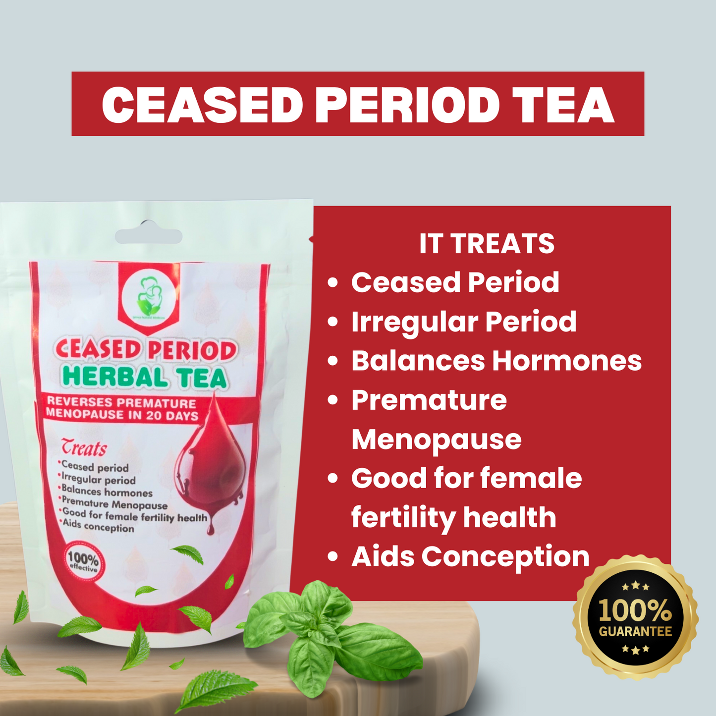 Ceased Period Herbal Tea – Restores Menstrual Flow & Hormonal Balance